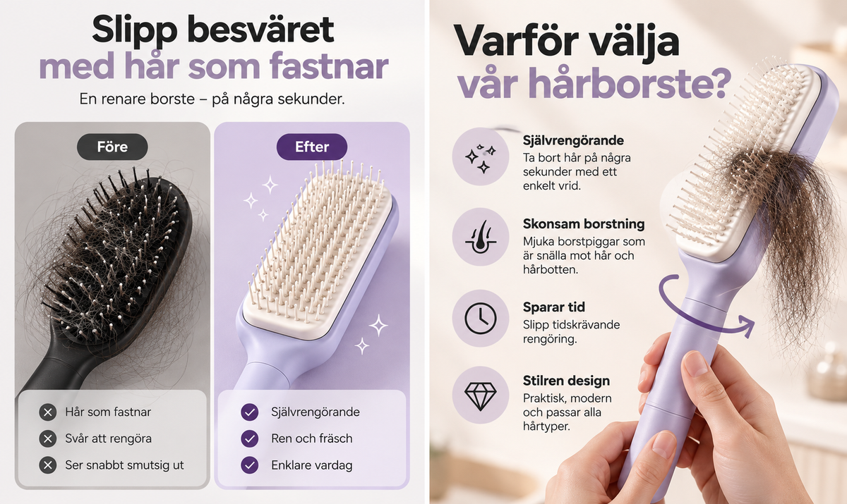 Självrengörande Hårborste